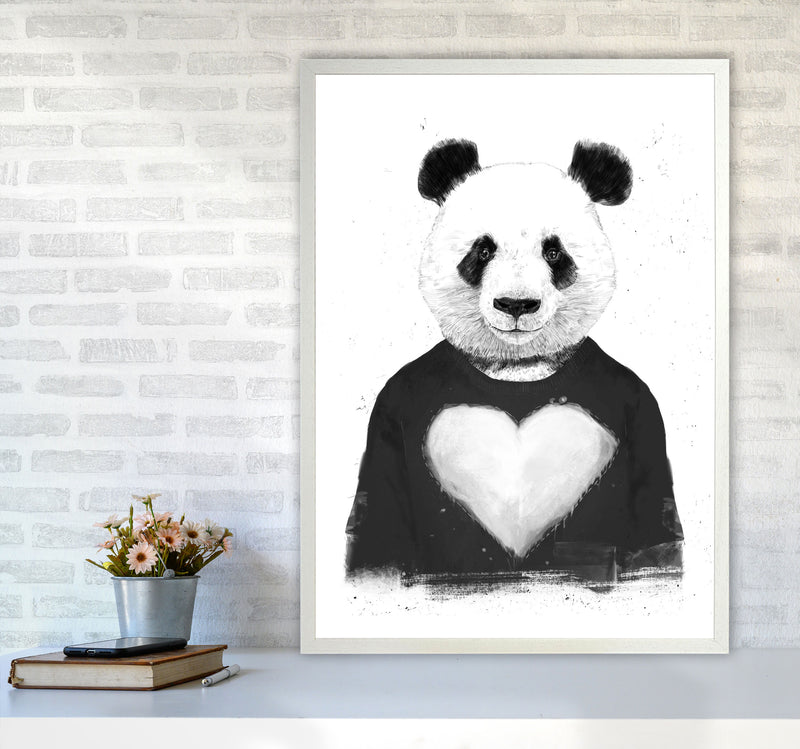 Lovely Panda Animal Art Print by Balaz Solti A1 Oak Frame