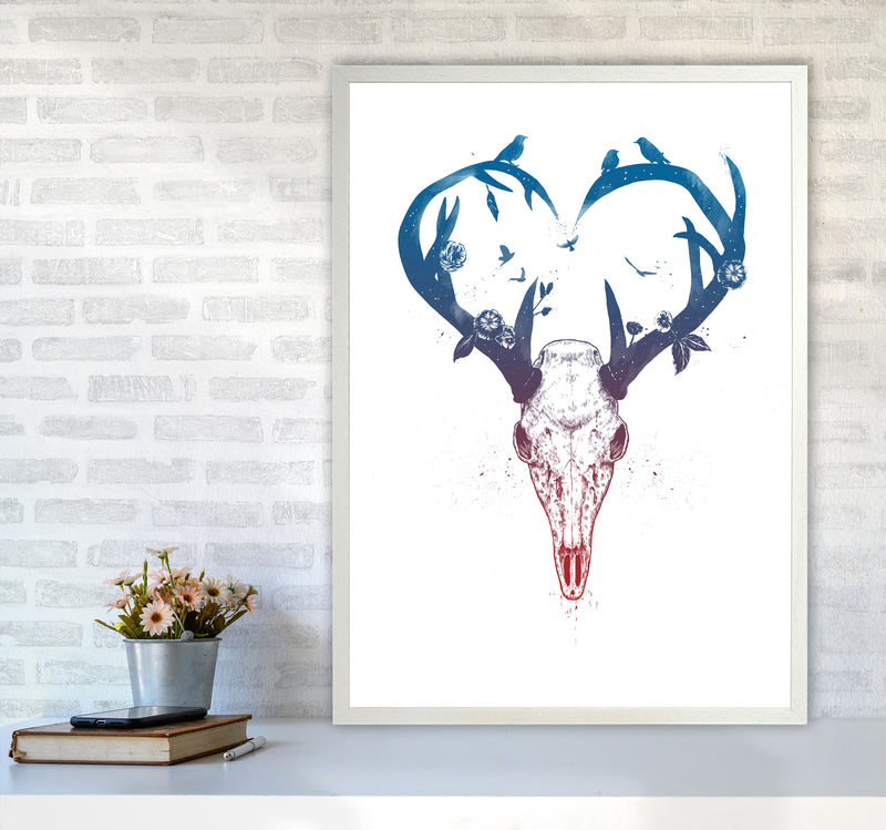 Never-ending Love Deer Skull Animal Art Print by Balaz Solti A1 Oak Frame