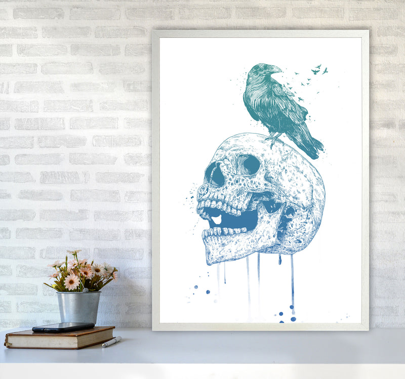Skull & Raven Colour Animal Art Print by Balaz Solti A1 Oak Frame