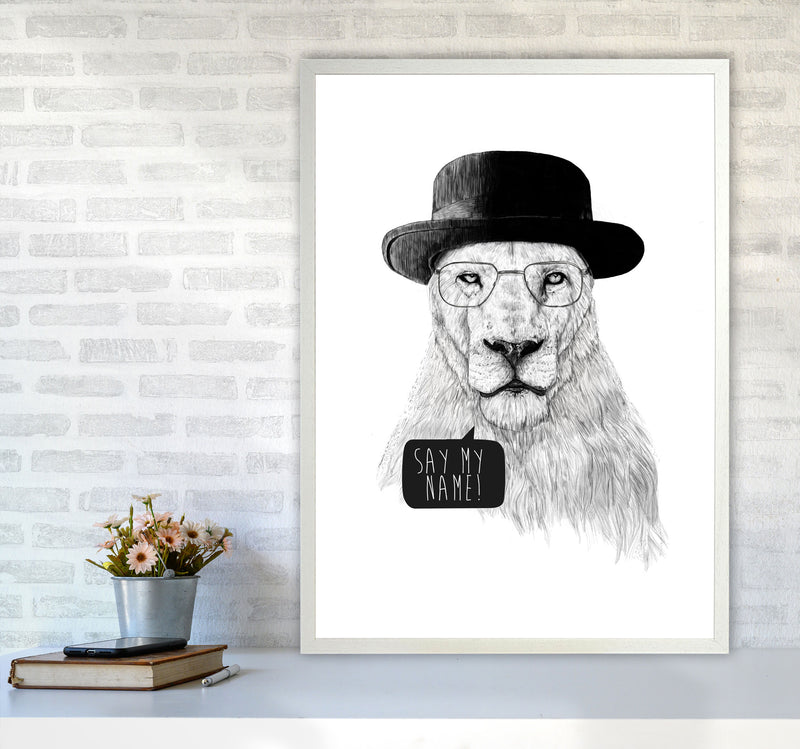 Say My name Lion Animal Art Print by Balaz Solti A1 Oak Frame