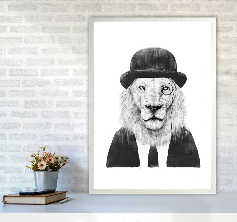 Sir Lion Animal Art Print by Balaz Solti A1 Oak Frame