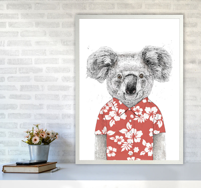 Summer Koala Red Animal Art Print by Balaz Solti A1 Oak Frame