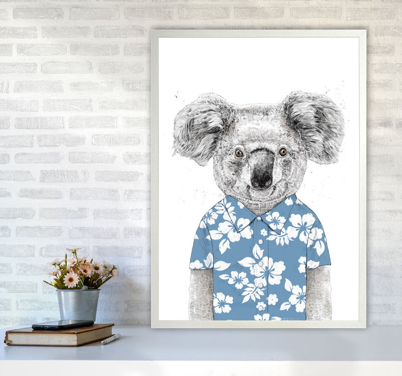 Summer Koala Blue Animal Art Print by Balaz Solti A1 Oak Frame