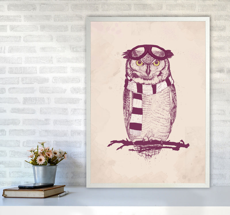 The Aviator Owl Animal Art Print by Balaz Solti A1 Oak Frame