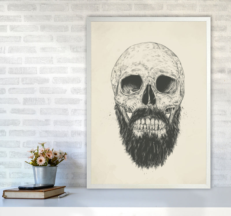 The Beards Not Dead Skull Art Print by Balaz Solti A1 Oak Frame