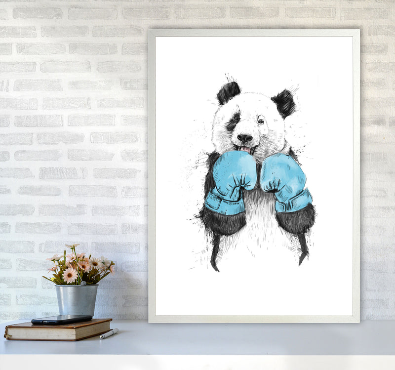 The Winner Boxing Panda Animal Art Print by Balaz Solti A1 Oak Frame