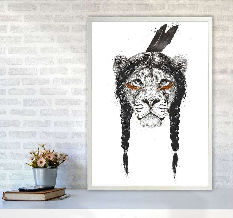 Warrior Lion Animal Art Print by Balaz Solti A1 Oak Frame