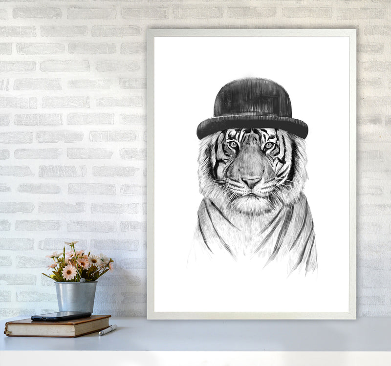 Welcome To The Jungle Tiger Animal Art Print by Balaz Solti A1 Oak Frame