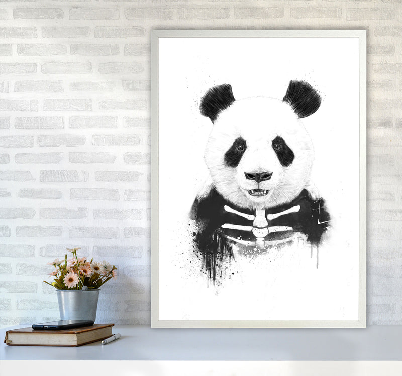 Zombie Panda Animal Art Print by Balaz Solti A1 Oak Frame