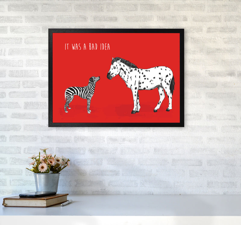 It Was A Bad Idea Humorous Animals Animal Art Print by Balaz Solti A2 White Frame