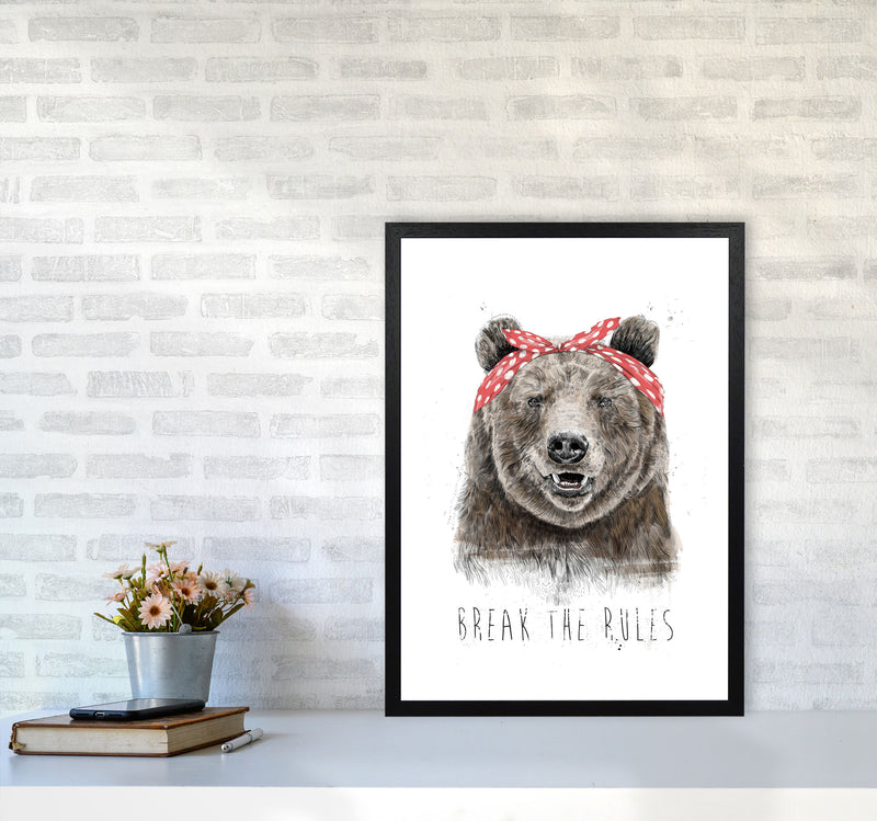 Break The Rules Grizzly Animal Art Print by Balaz Solti A2 White Frame
