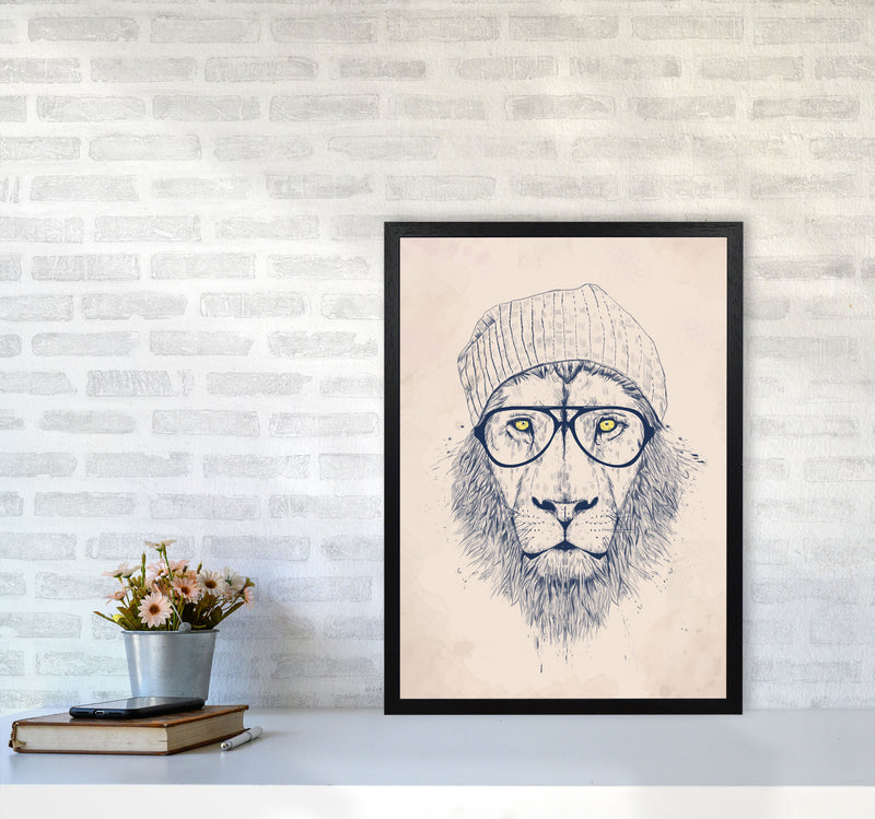 Cool Hipster Lion Animal Art Print by Balaz Solti A2 White Frame
