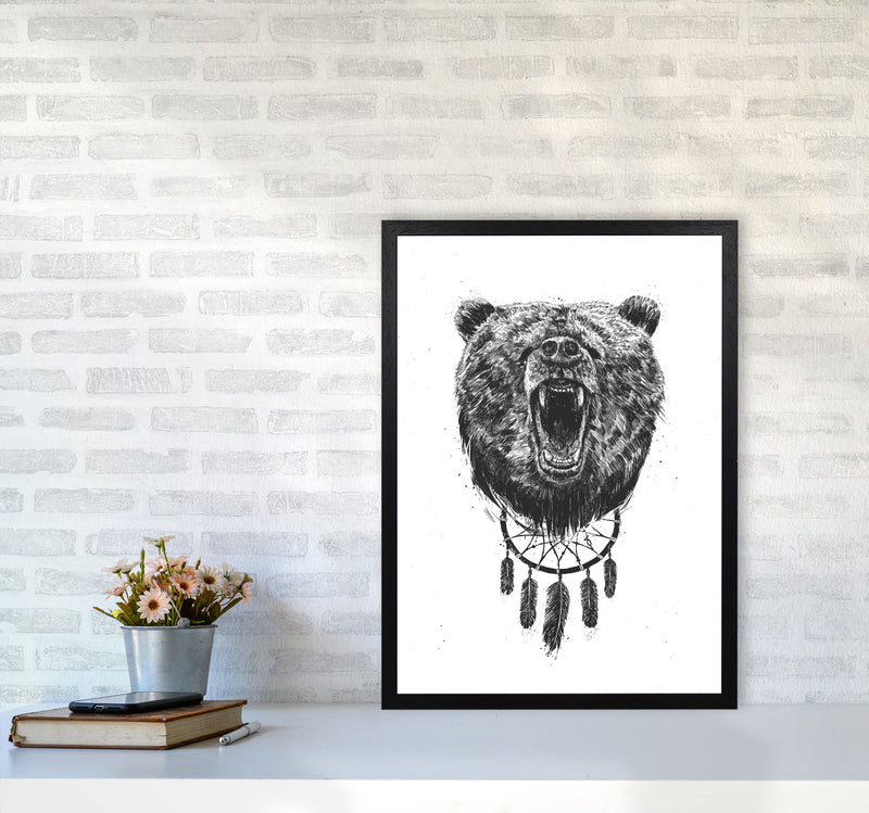 Don't Wake The Bear Animal Art Print by Balaz Solti A2 White Frame