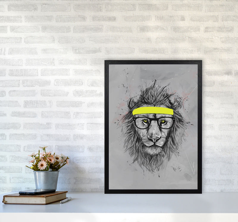 Hipster Lion Animal Art Print by Balaz Solti A2 White Frame