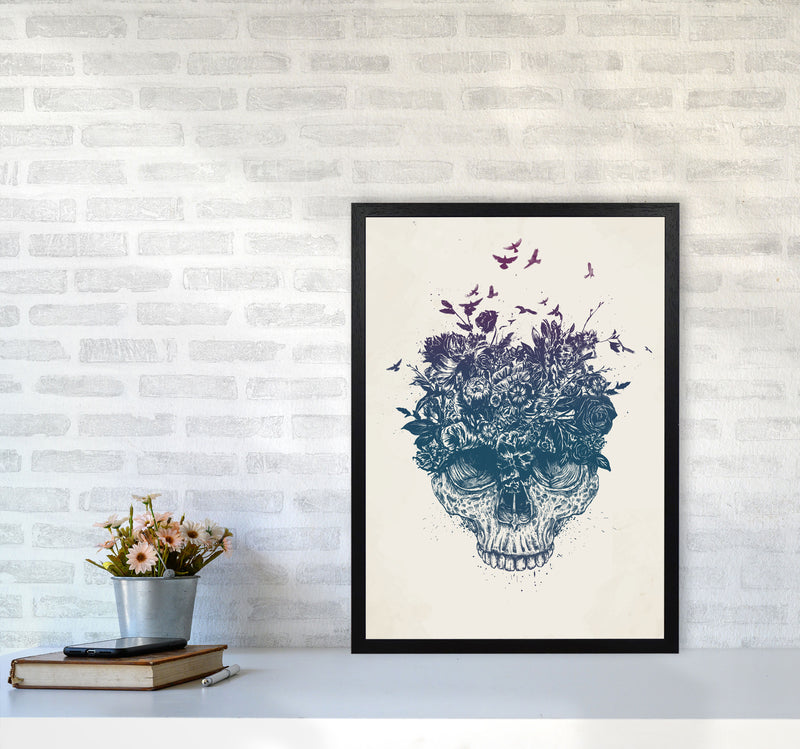 My Head Is A Jungle Skull Art Print by Balaz Solti A2 White Frame