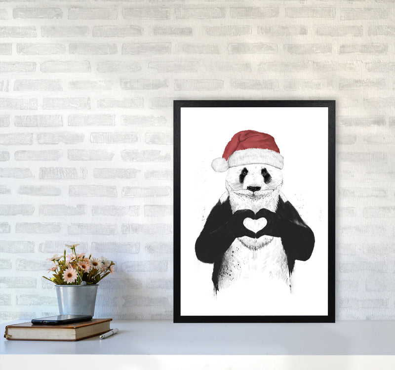Santa Panda Animal Art Print by Balaz Solti A2 White Frame