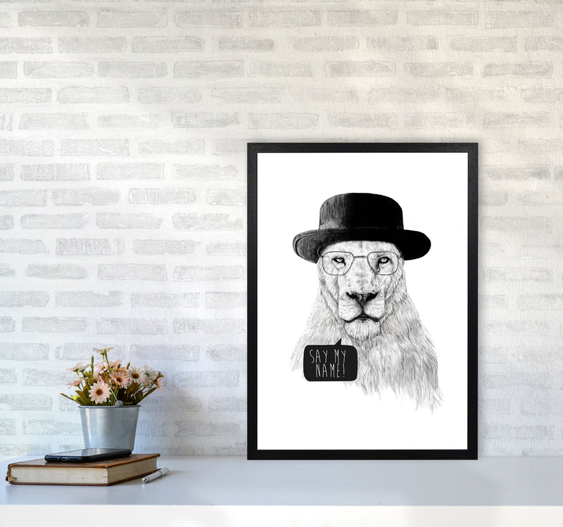 Say My name Lion Animal Art Print by Balaz Solti A2 White Frame