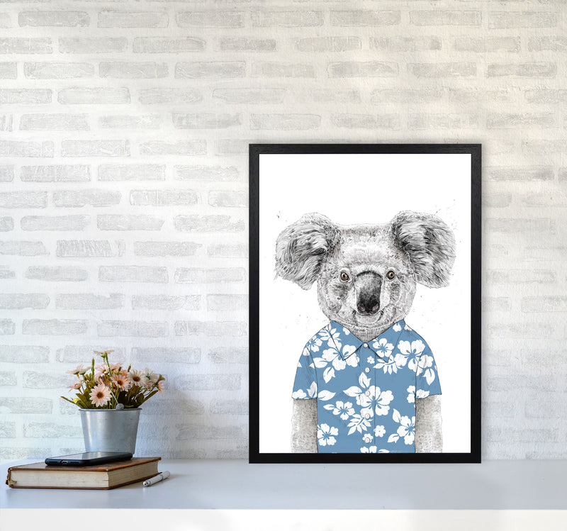 Summer Koala Blue Animal Art Print by Balaz Solti A2 White Frame