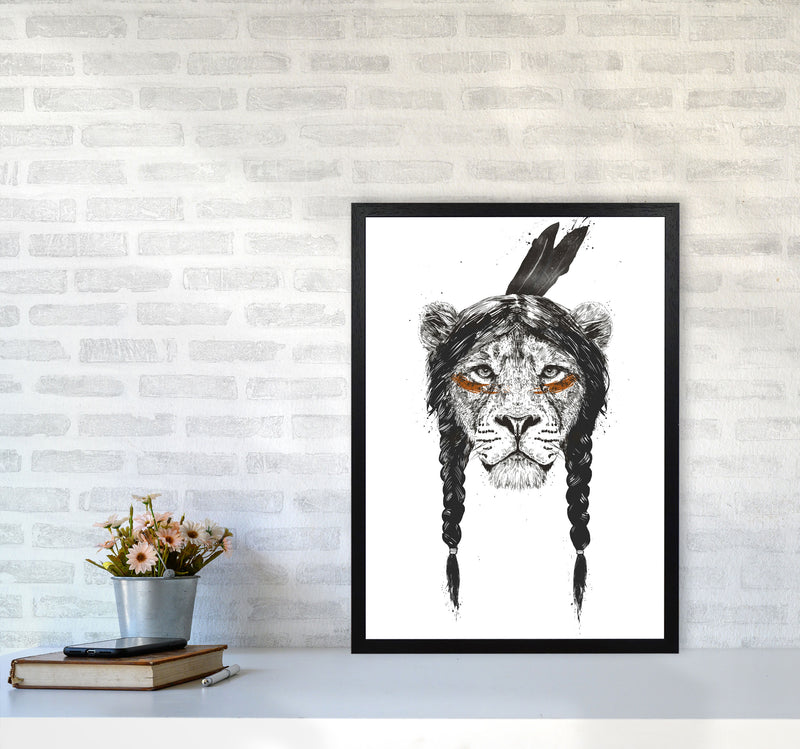 Warrior Lion Animal Art Print by Balaz Solti A2 White Frame