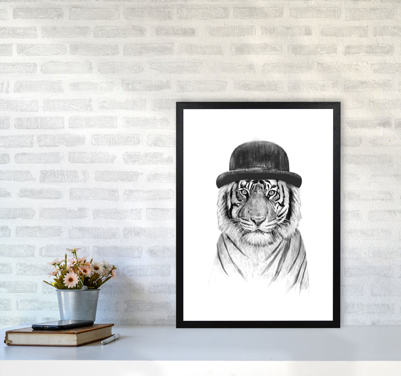 Welcome To The Jungle Tiger Animal Art Print by Balaz Solti A2 White Frame