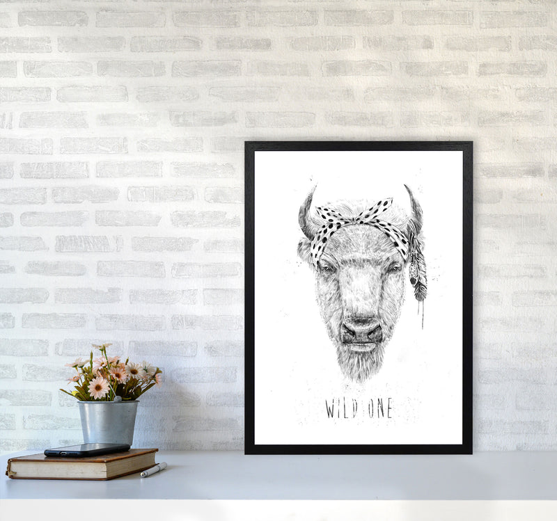 Wild One Buffalo Animal Art Print by Balaz Solti A2 White Frame