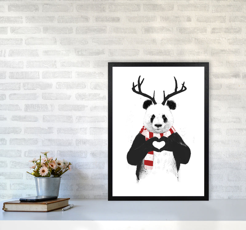 Christmas Panda Animal Art Print by Balaz Solti A2 White Frame