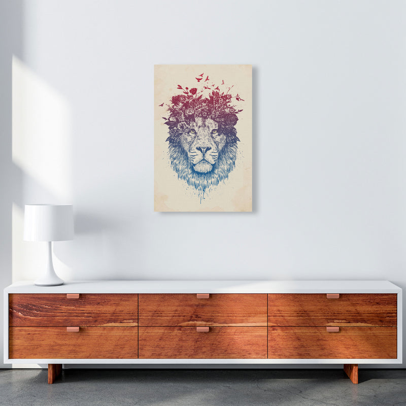 Floral Lion Animal Art Print by Balaz Solti A2 Canvas