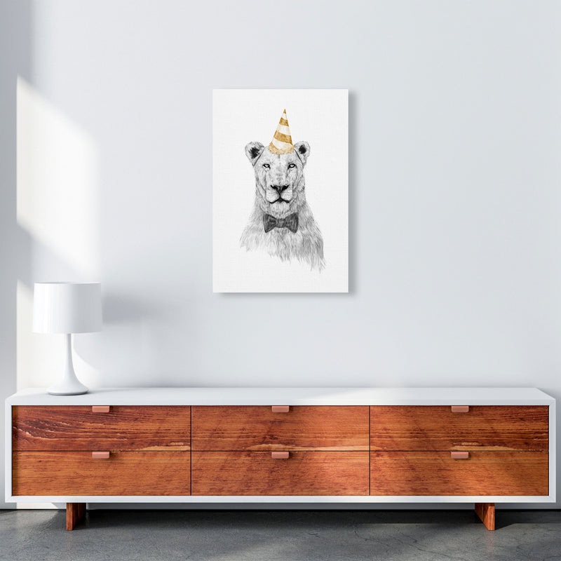 Get The Party Started Lion Colour Animal Art Print by Balaz Solti A2 Canvas