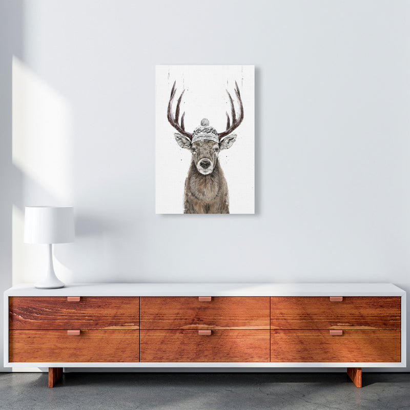 Lets Go Outside Reindeer Animal Art Print by Balaz Solti A2 Canvas