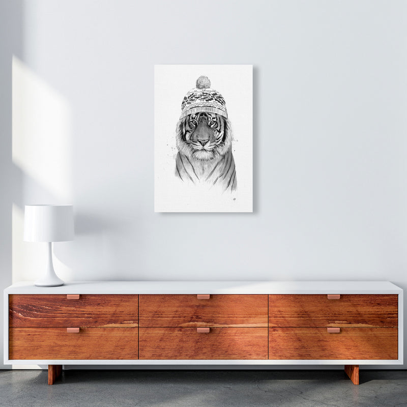 Siberian Tiger B&W Animal Art Print by Balaz Solti A2 Canvas