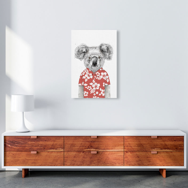 Summer Koala Red Animal Art Print by Balaz Solti A2 Canvas