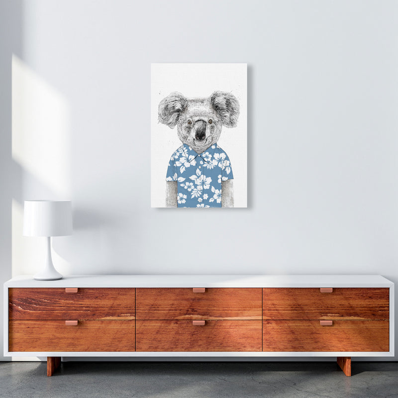 Summer Koala Blue Animal Art Print by Balaz Solti A2 Canvas