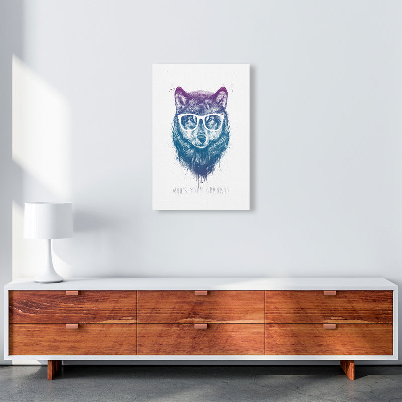 Who's Your Granny? Wolf Colour Animal Art Print by Balaz Solti A2 Canvas