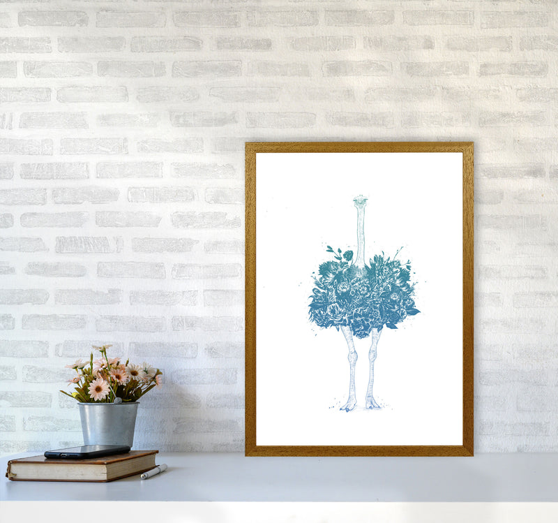 Floral Ostrich Teal Animal Art Print by Balaz Solti A2 Print Only
