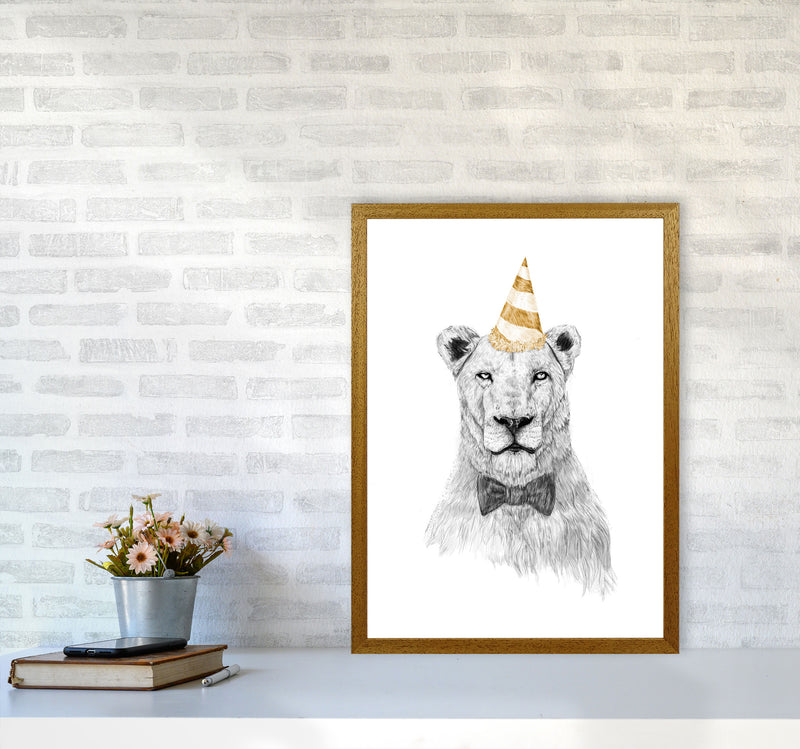 Get The Party Started Lion Colour Animal Art Print by Balaz Solti A2 Print Only
