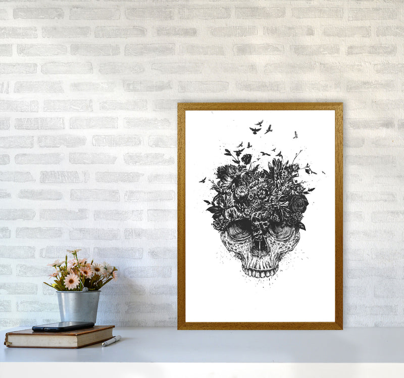 My Head Is A Jungle Skull B&W Art Print by Balaz Solti A2 Print Only