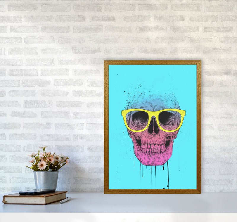 Blue Pop Art Skull With Glasses Art Print by Balaz Solti A2 Print Only