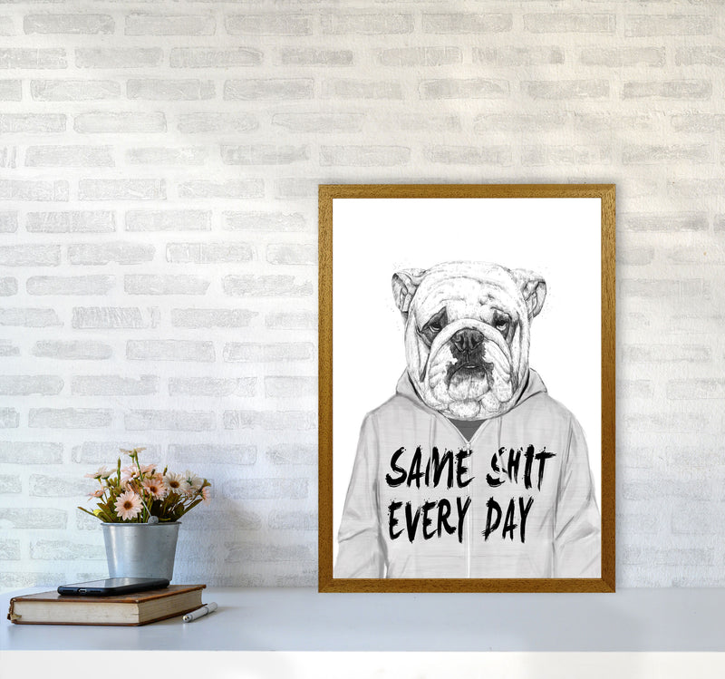 Same Sh*t Everyday Bulldog Animal Art Print by Balaz Solti A2 Print Only