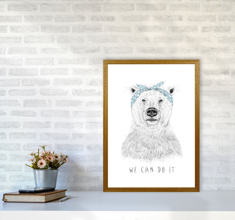 We Can Do It Bear Animal Art Print by Balaz Solti A2 Print Only