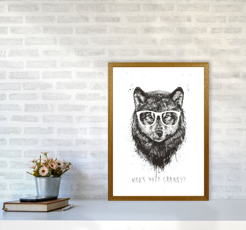 Who's Your Granny? Wolf B&W Animal Art Print by Balaz Solti A2 Print Only