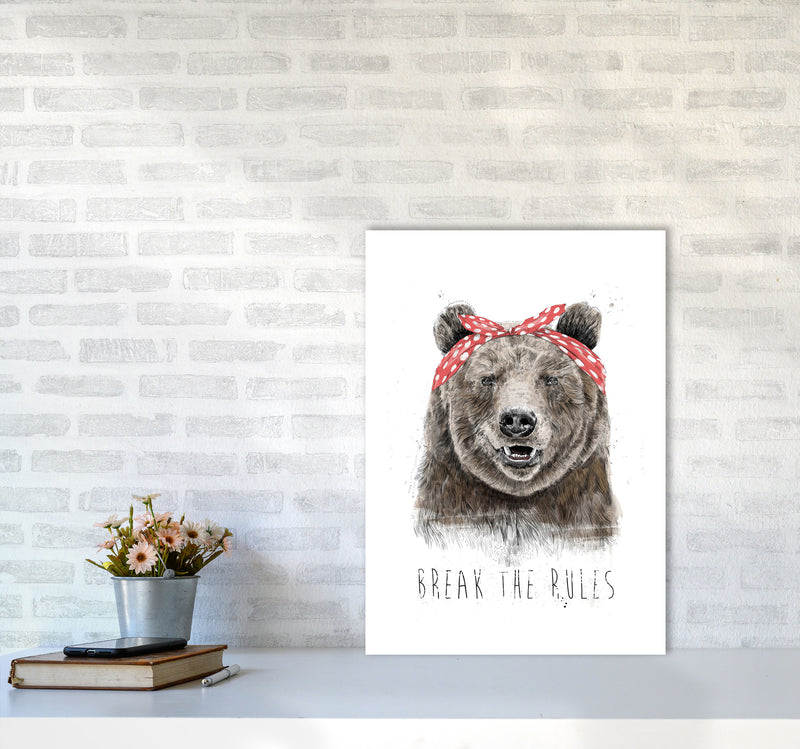Break The Rules Grizzly Animal Art Print by Balaz Solti A2 Black Frame