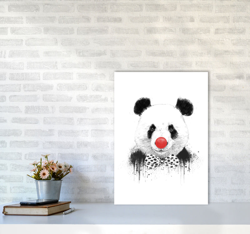Clown Panda Animal Art Print by Balaz Solti A2 Black Frame