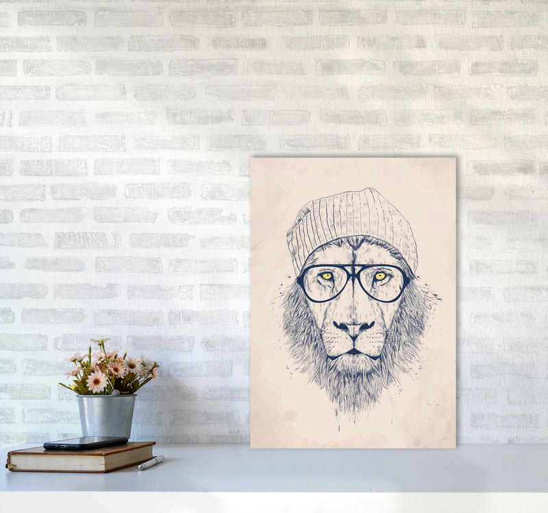 Cool Hipster Lion Animal Art Print by Balaz Solti A2 Black Frame