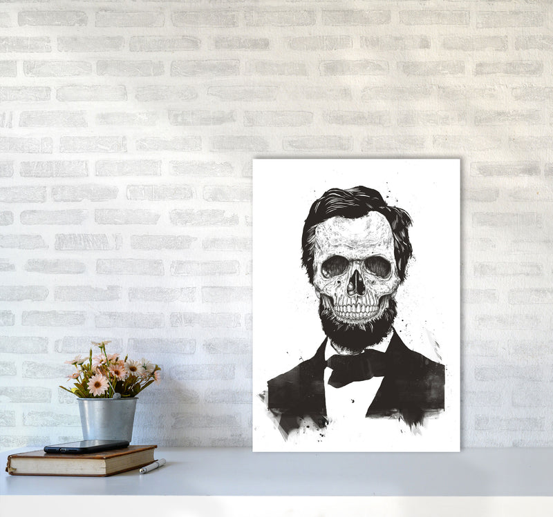 Dead Lincoln Skull B&W Modern Art Print by Balaz Solti A2 Black Frame