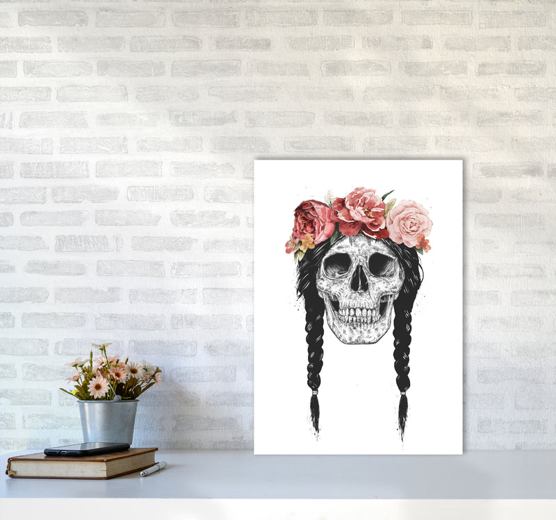 Festival Floral Skull Art Print by Balaz Solti A2 Black Frame