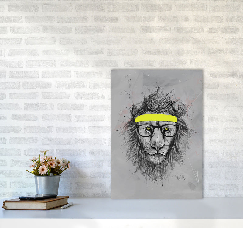 Hipster Lion Animal Art Print by Balaz Solti A2 Black Frame