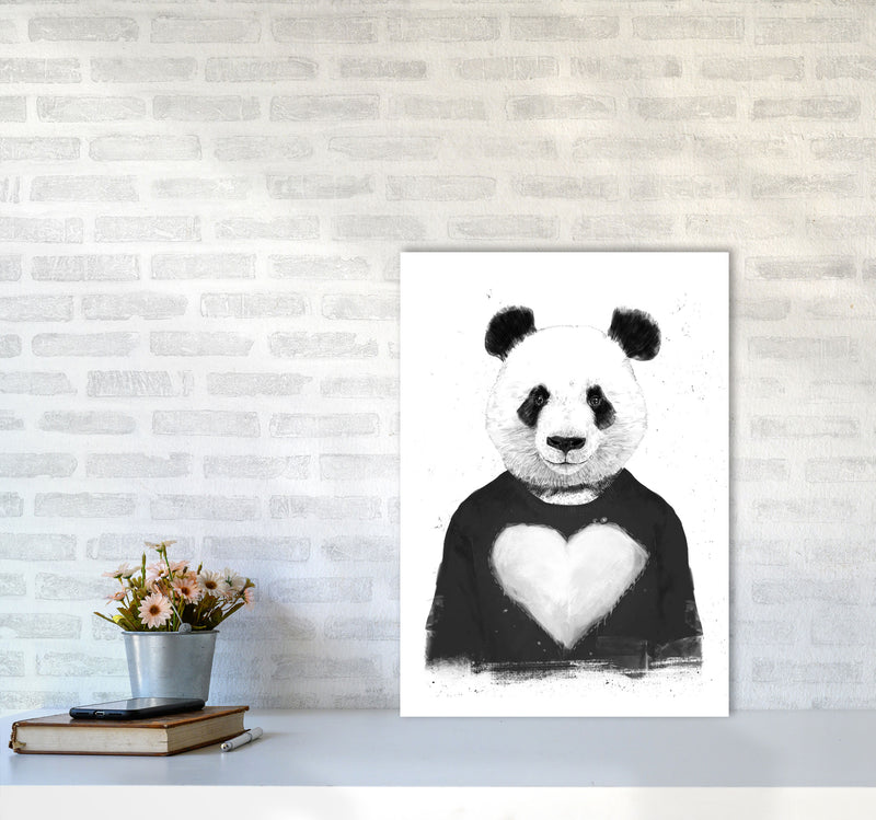Lovely Panda Animal Art Print by Balaz Solti A2 Black Frame