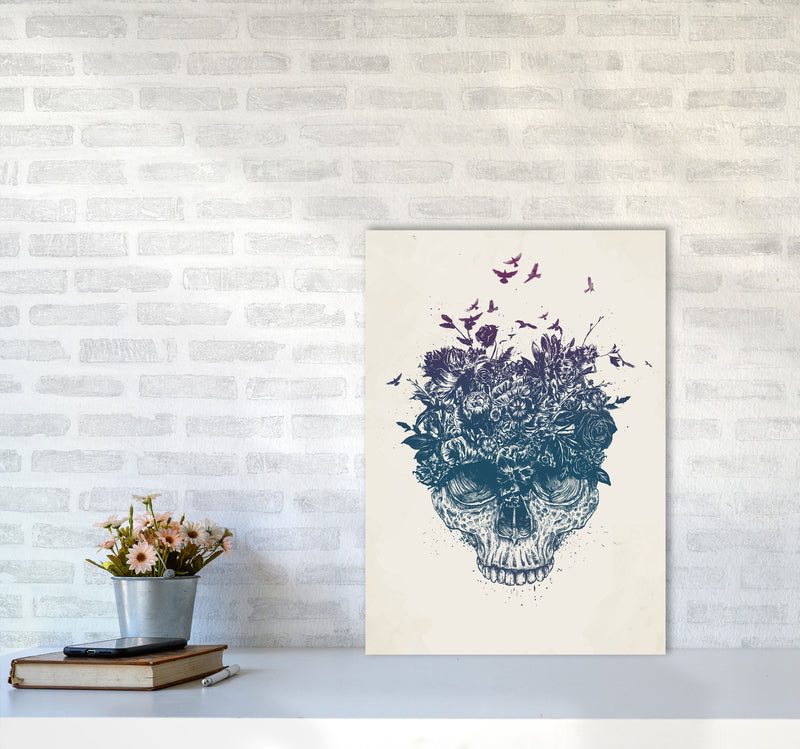My Head Is A Jungle Skull Art Print by Balaz Solti A2 Black Frame