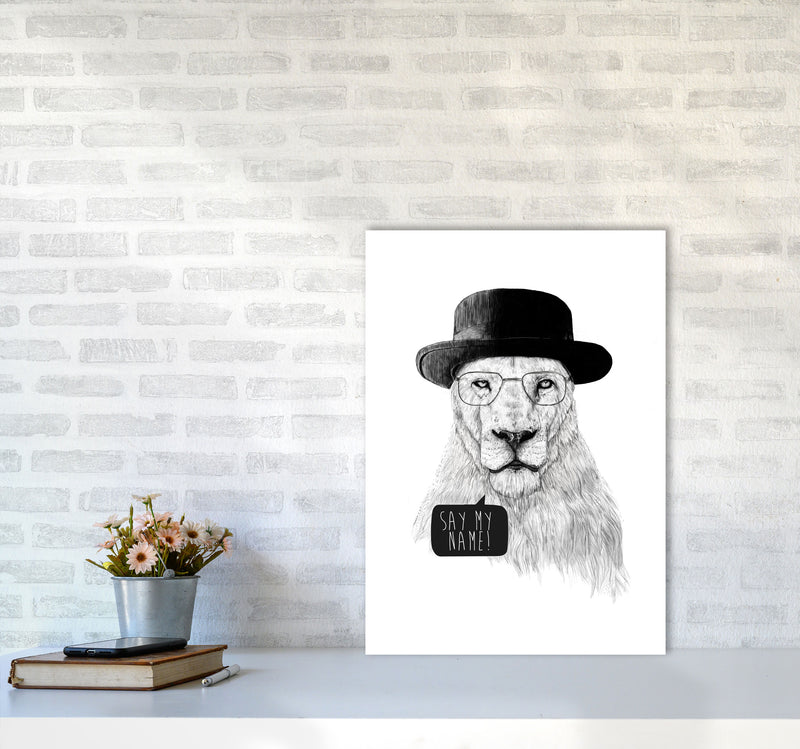 Say My name Lion Animal Art Print by Balaz Solti A2 Black Frame
