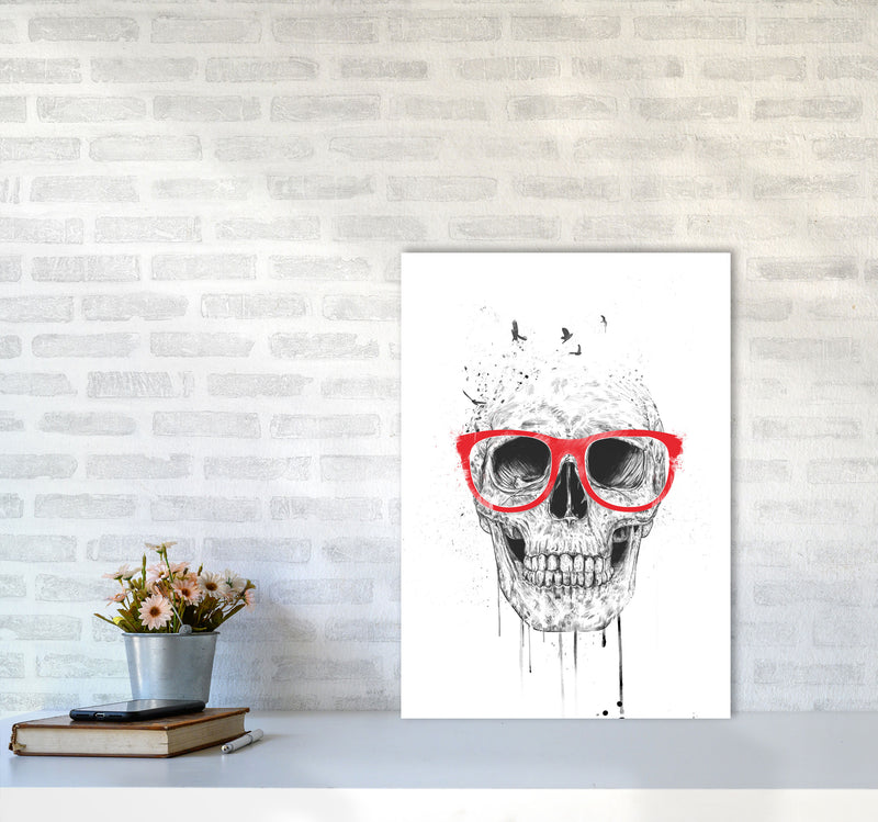 Skull With Red Glasses Art Print by Balaz Solti A2 Black Frame